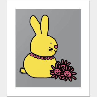 Illuminating Easter Bunny with Flowers Posters and Art